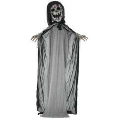 Outsunny 74" Life Size Outdoor Halloween Decorations Skeleton Witch, Animated Prop Animatronic Decor with Sound and Motion Activated, Light Up Eyes and Chest, Howling and Chain Sound