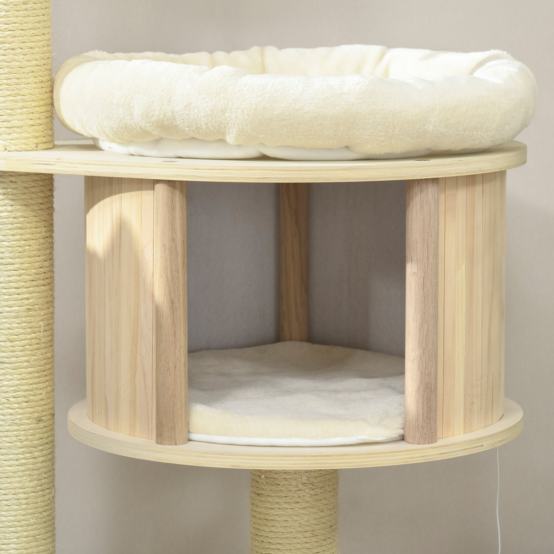 PawHut Cat Tree, 3 Level Cat Tower with Scratching Posts, Bed, Condo, Badminton Toys, for Multiple Kittens