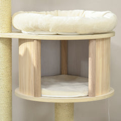 PawHut Cat Tree, 3 Level Cat Tower with Scratching Posts, Bed, Condo, Badminton Toys, for Multiple Kittens