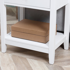 HOMCOM Modern Side Table for Living Room, End Table, 2-tier Side Table with Drawer and Storage Shelf, White