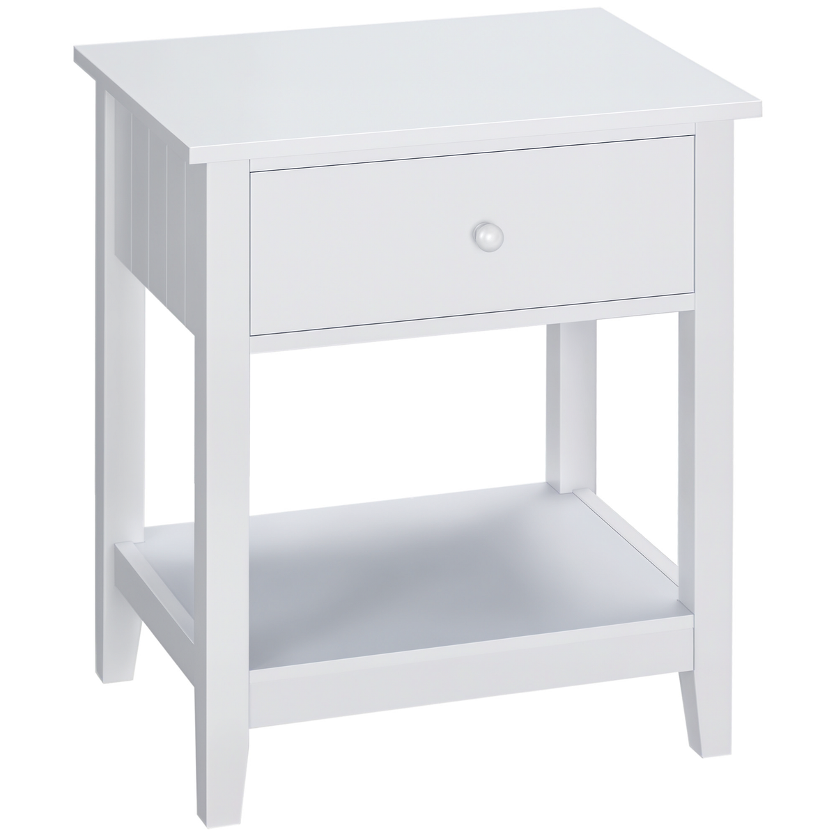 HOMCOM Modern Side Table for Living Room, End Table, 2-tier Side Table with Drawer and Storage Shelf, White