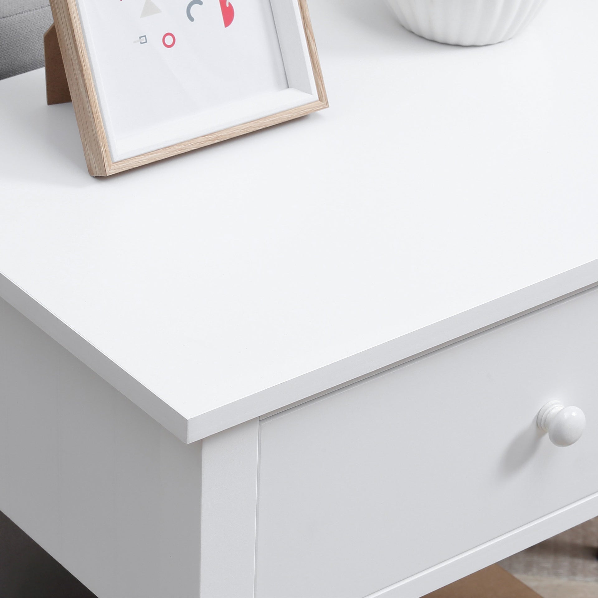 HOMCOM Modern Side Table for Living Room, End Table, 2-tier Side Table with Drawer and Storage Shelf, White
