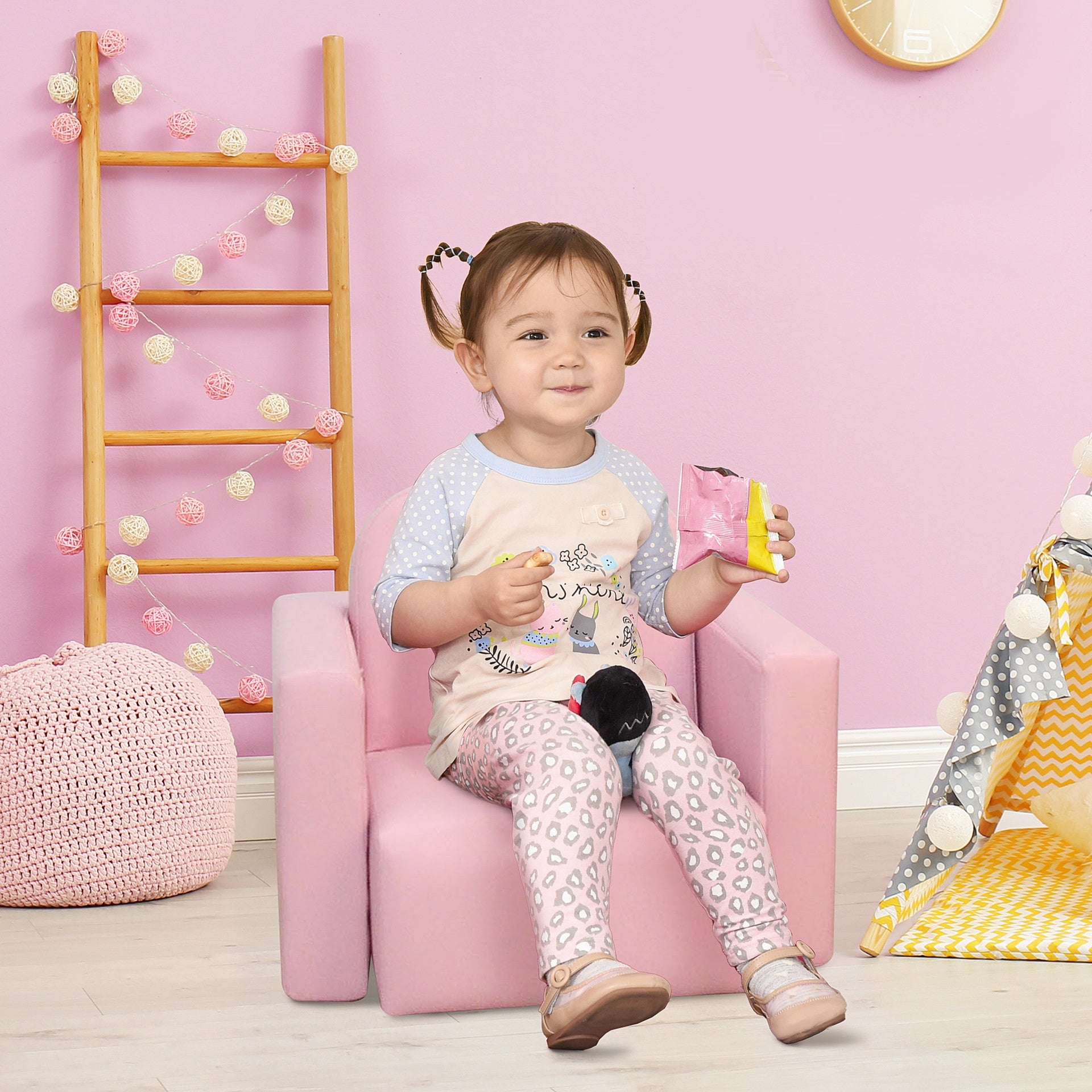 Qaba 2-in-1 Convertible Table and Chair Set for Boys Girls for Boys Girls, Pink
