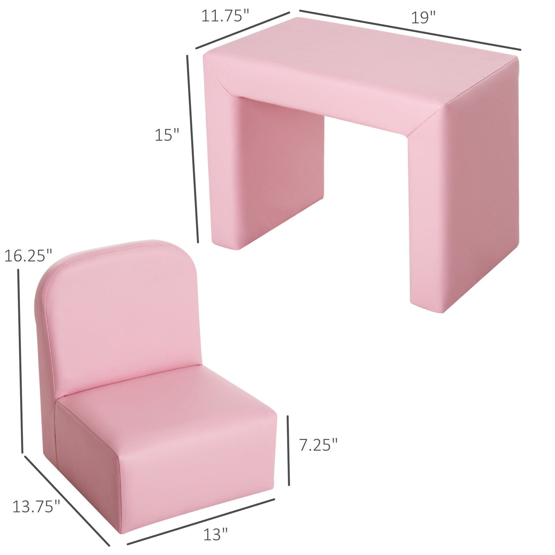 Qaba 2-in-1 Convertible Table and Chair Set for Boys Girls for Boys Girls, Pink