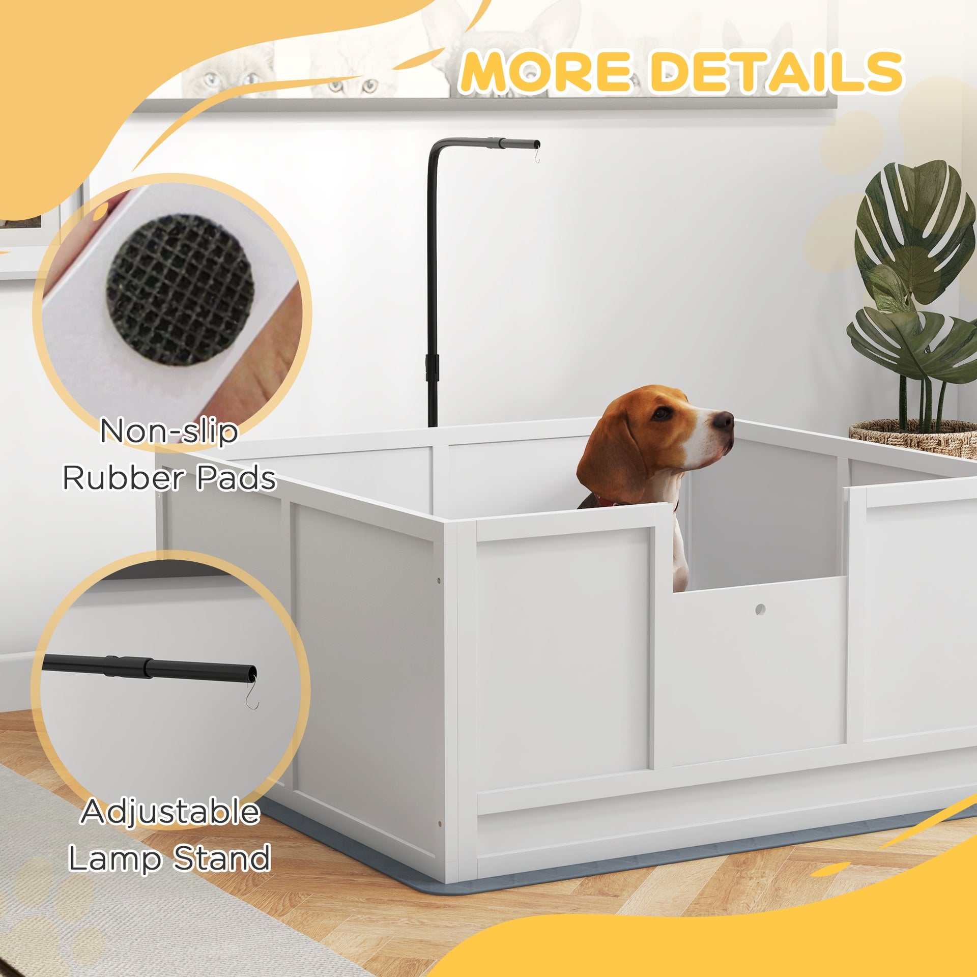 PawHut Whelping Box for Puppies with Pee Pad, Pig Rail, Adjustable Door for Small, Medium & Large Breed Dogs Birth, 41" x 39"