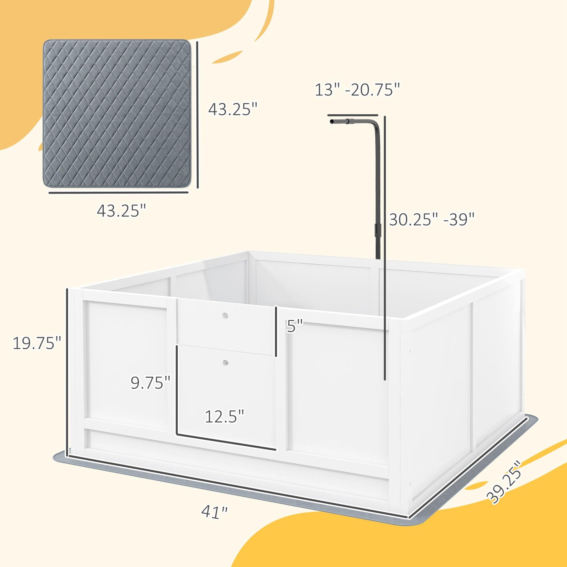 PawHut Whelping Box for Puppies with Pee Pad, Pig Rail, Adjustable Door for Small, Medium & Large Breed Dogs Birth, 41" x 39"