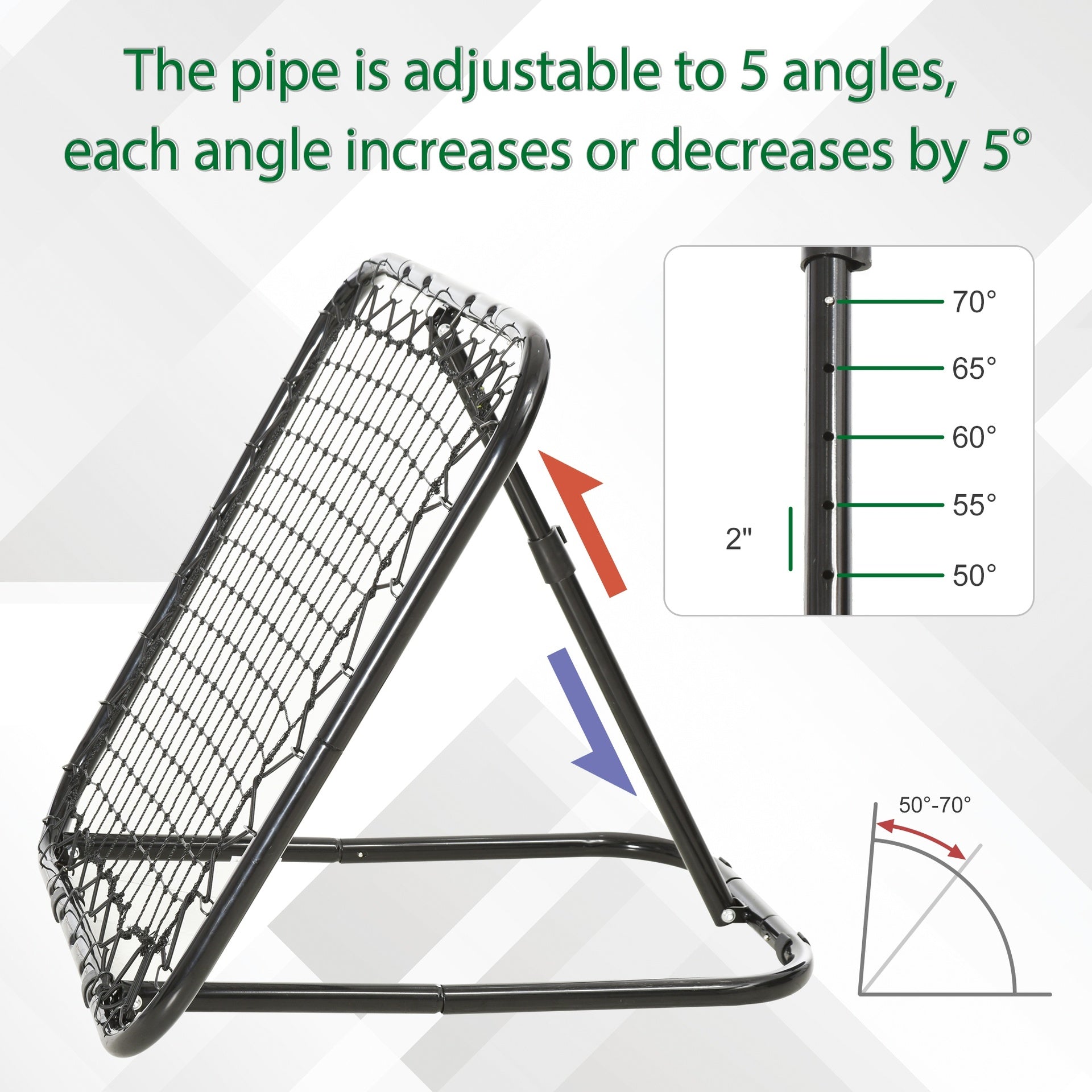 Soozier Soccer Rebounder Net, 3' x 3', Angle Adjustable Portable Training Goal Net with Quick Folding Design, Sturdy Metal Tube