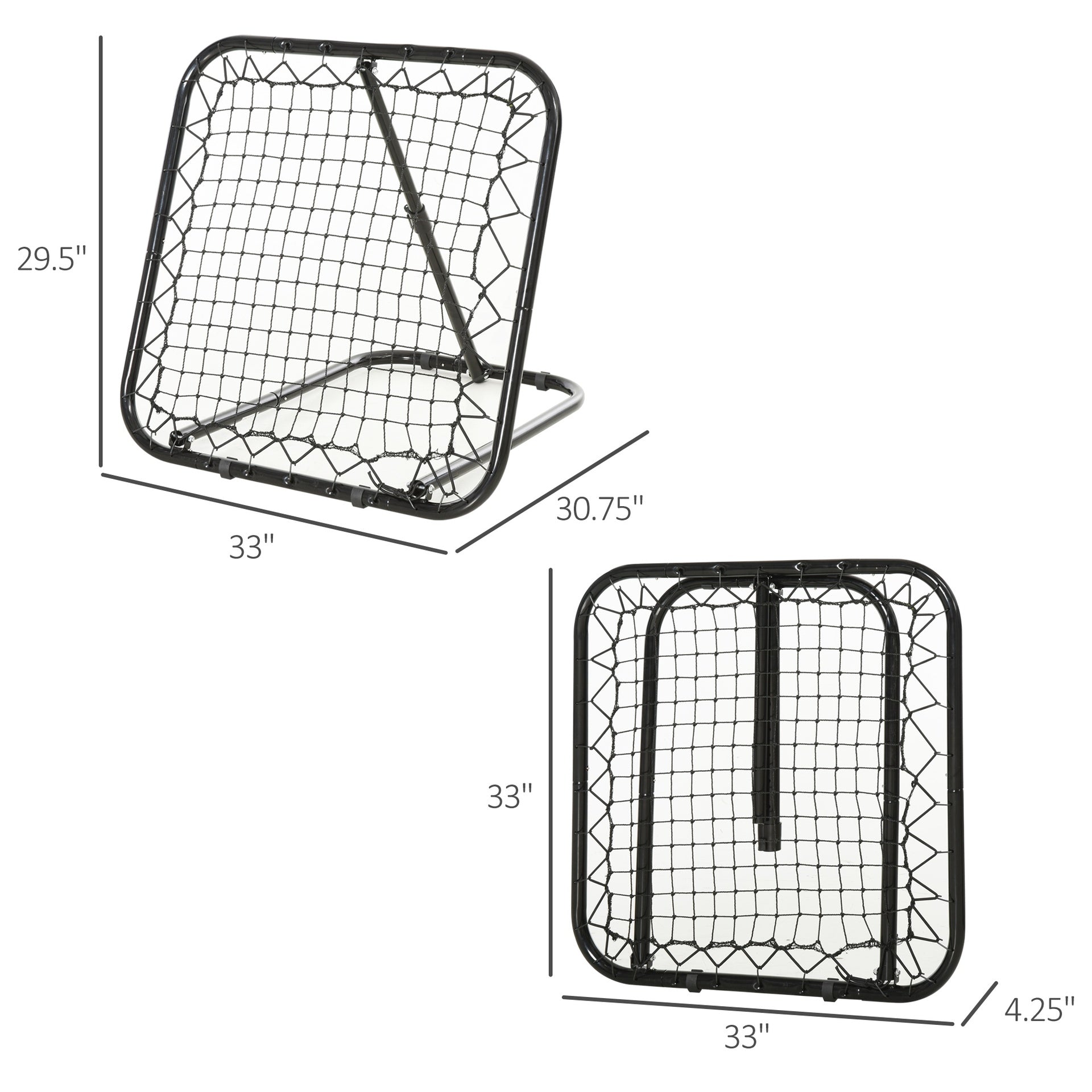 Soozier Soccer Rebounder Net, 3' x 3', Angle Adjustable Portable Training Goal Net with Quick Folding Design, Sturdy Metal Tube