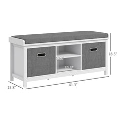 HOMCOM Shoe Storage Bench with Cushioned Seat, Entryway Bench Seat with 2 Drawers and Adjustable Shelf for Hallway, White