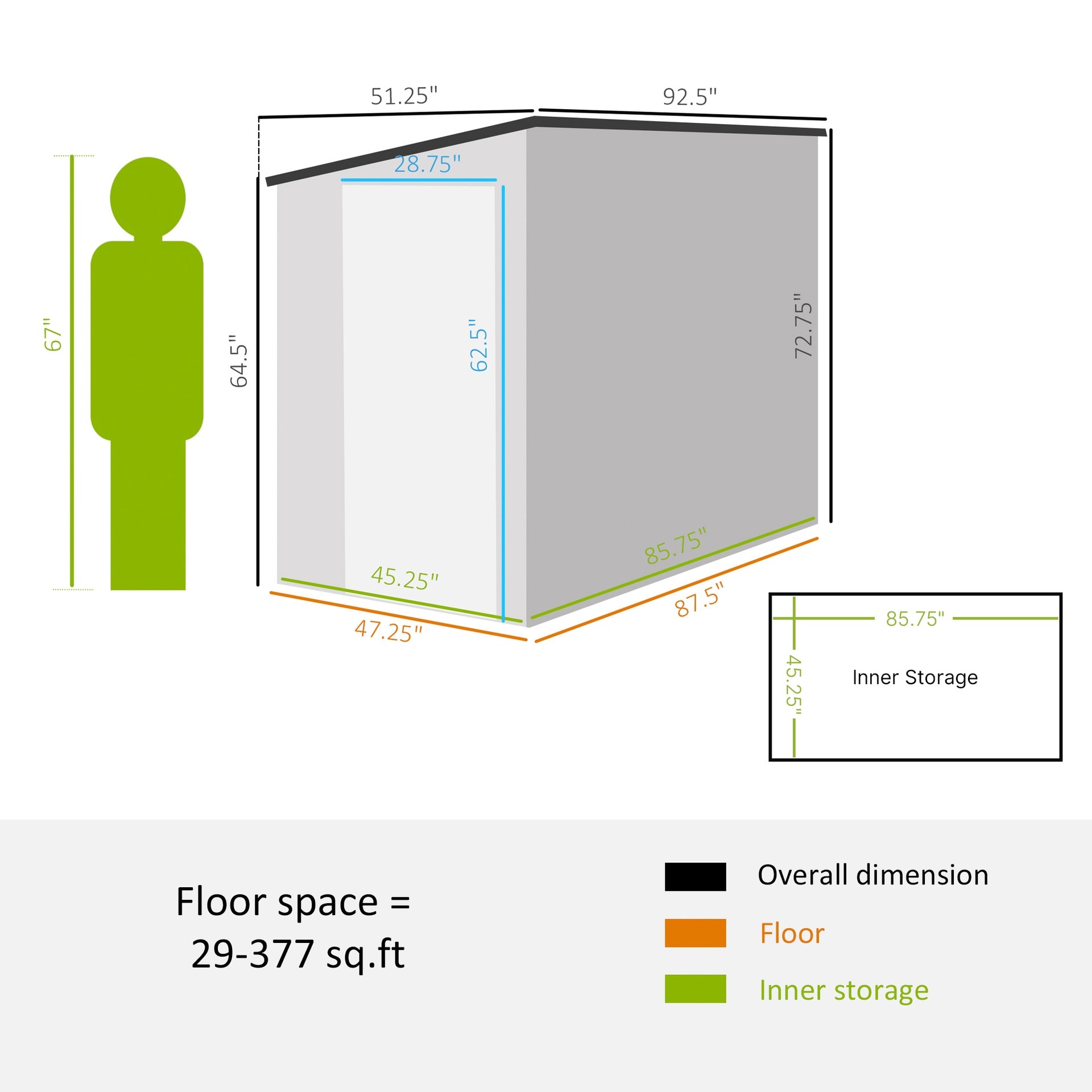 Outsunny 4' x 7.7' Lean to Garden Storage Shed, Outdoor Metal Tool House with Lockable Door Vents for Backyard Patio Lawn, White