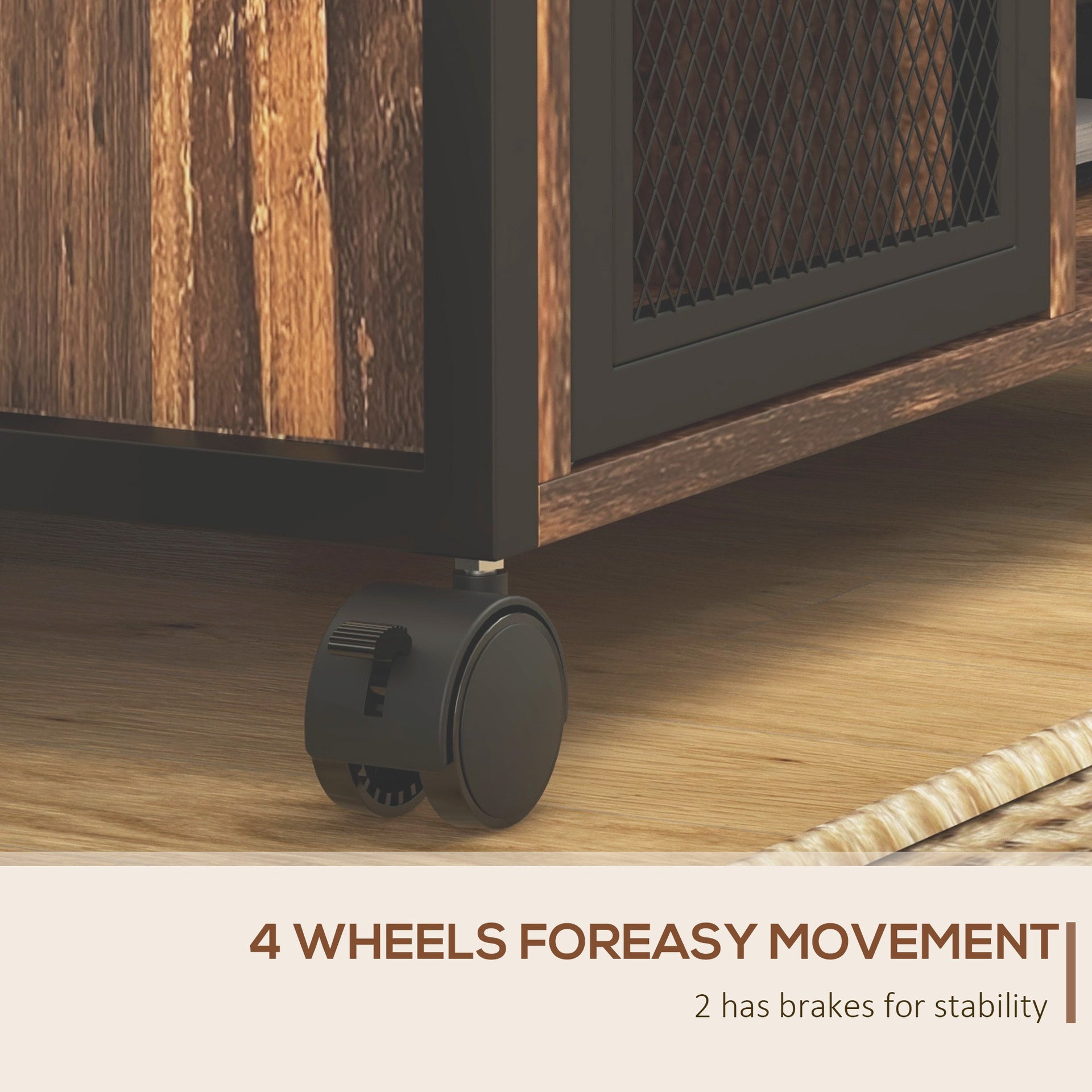 Vinsetto Printer Stand with Socket and USB Charging Ports, Industrial Mobile Printer Table with Storage and Wheels, Rustic Brown