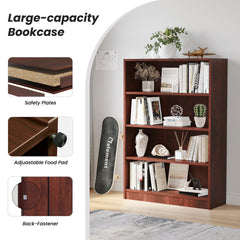 4 Shelf boockase Display Bookcase Freestanding Wooden Bookshelves for Home Office Living Room,48 Inch Height