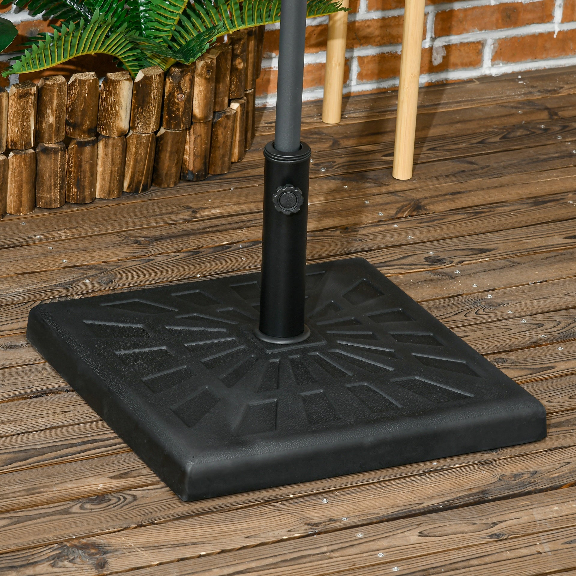 Outsunny 42lbs Resin Patio Umbrella Base, 20" Square Outdoor Umbrella Stand Holder for Parasol Poles 1.26", 1.5", and 1.9" Dia, Black