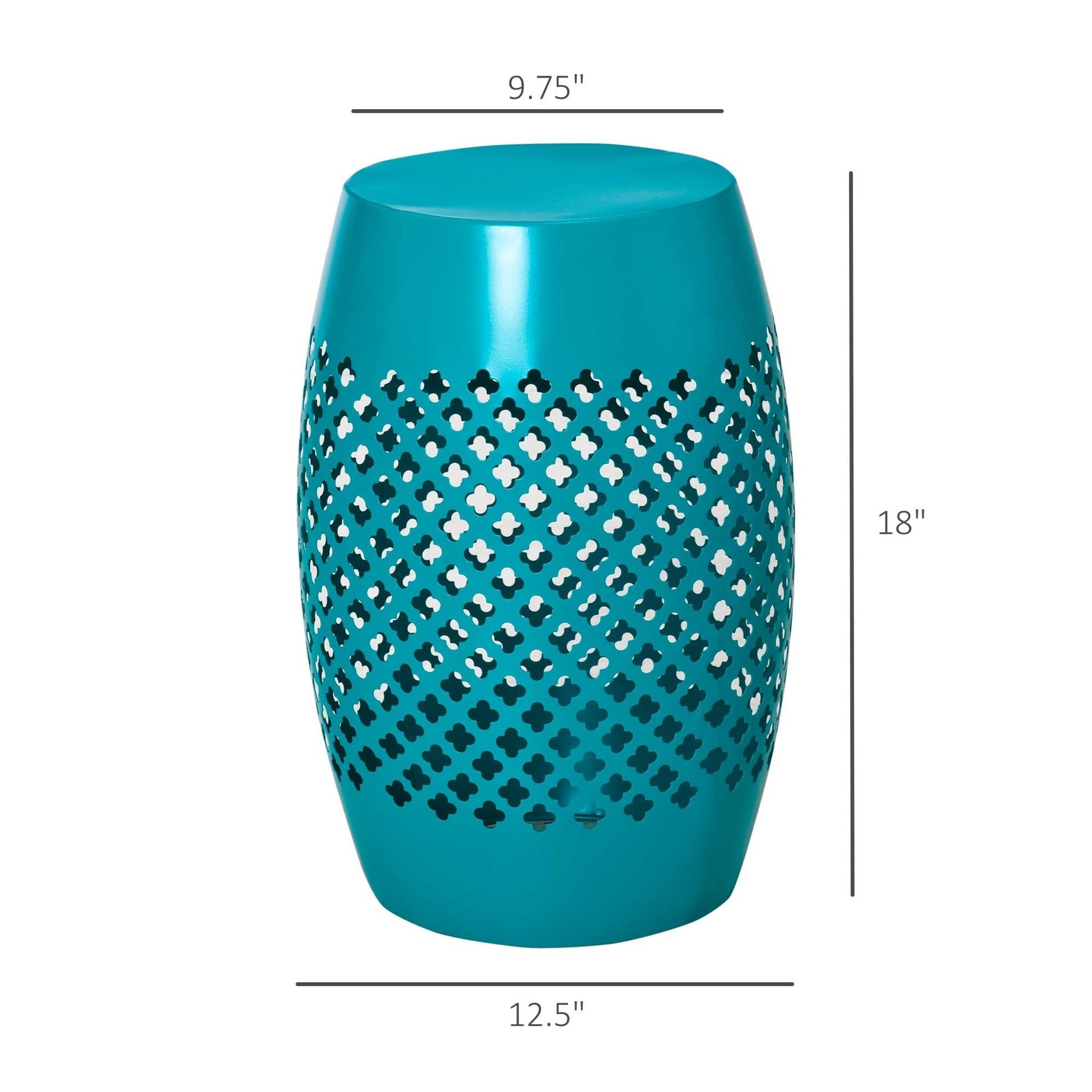 Outsunny 12" Steel Outdoor Side Table, Round Hollow Drum Patio End Table, Accent Table for Indoor and Outdoor, Blue