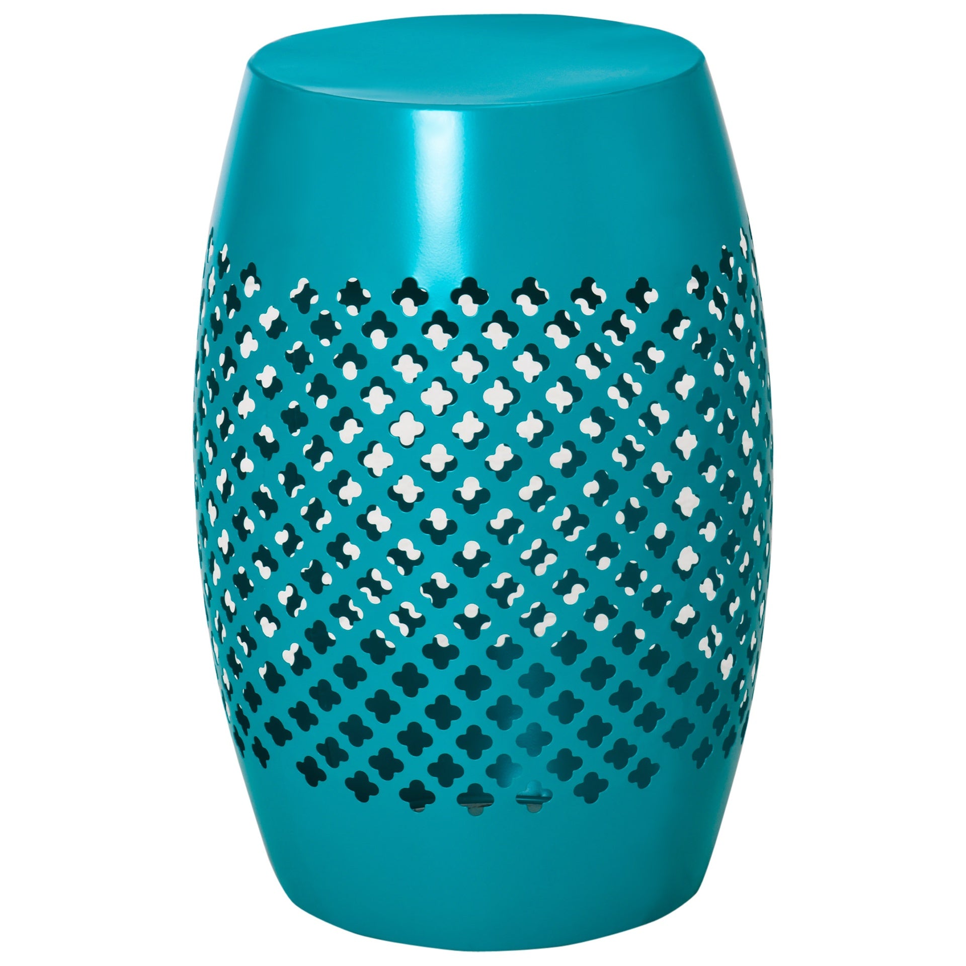 Outsunny 12" Steel Outdoor Side Table, Round Hollow Drum Patio End Table, Accent Table for Indoor and Outdoor, Blue