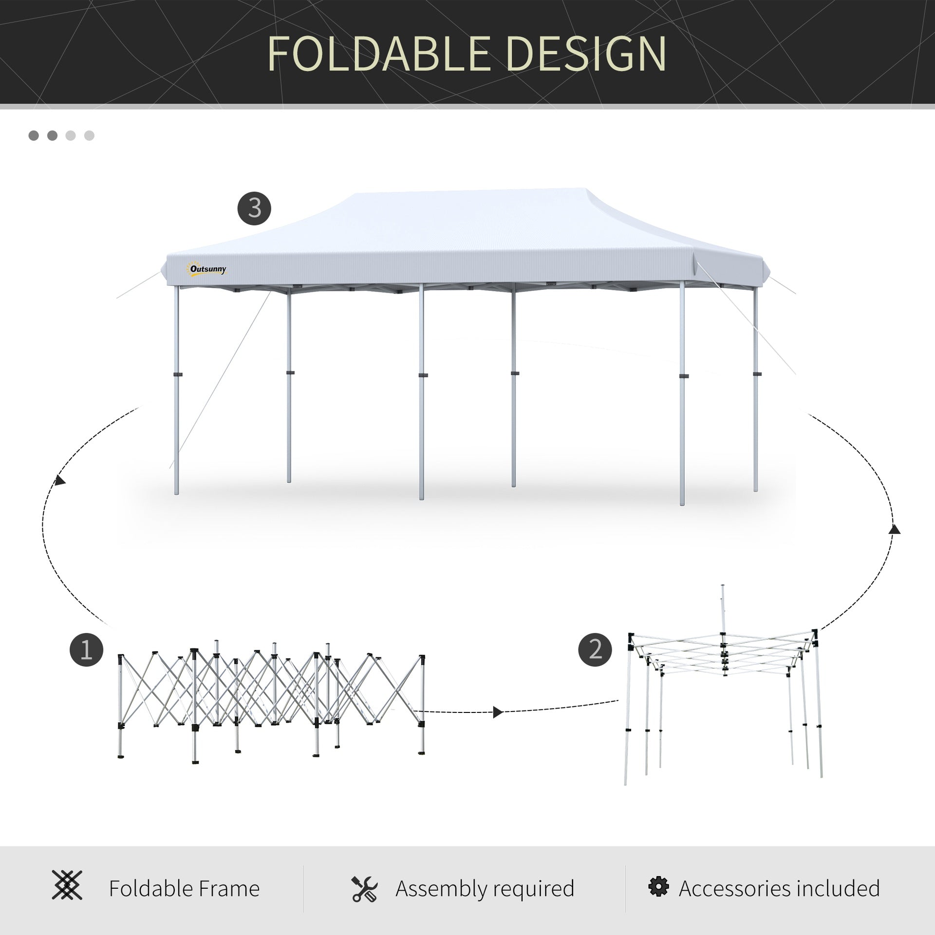 Outsunny 10'x20' Aluminum Pop Up Canopy Tent, Upgraded Thicker Tube Instant Party Tent with Wheeled Bag, 2-Level Adjustable, XL Large Ground Stakes for Events Patio Backyard