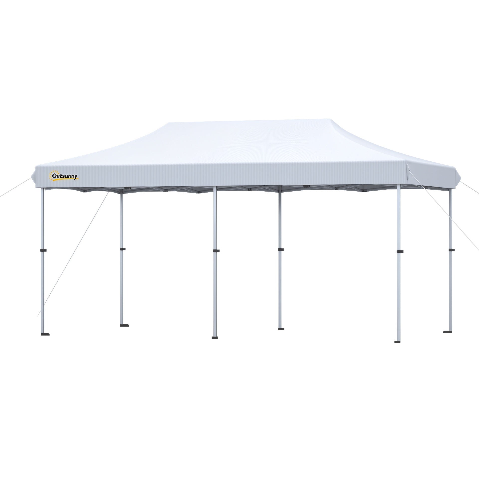 Outsunny 10'x20' Aluminum Pop Up Canopy Tent, Upgraded Thicker Tube Instant Party Tent with Wheeled Bag, 2-Level Adjustable, XL Large Ground Stakes for Events Patio Backyard