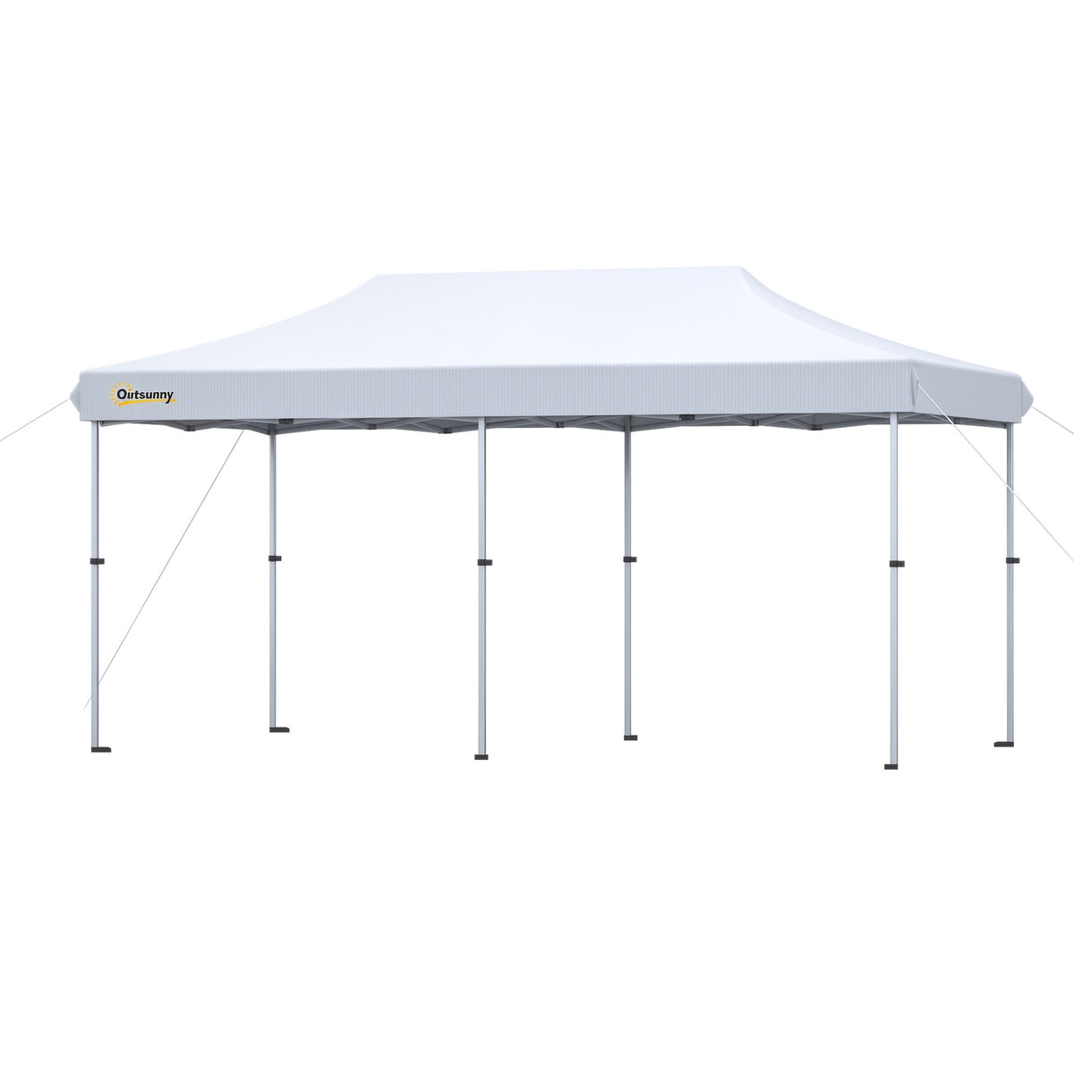 Outsunny 10'x20' Aluminum Pop Up Canopy Tent, Upgraded Thicker Tube Instant Party Tent with Wheeled Bag, 2-Level Adjustable, XL Large Ground Stakes for Events Patio Backyard
