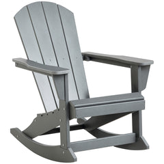 Outsunny Outdoor Rocking Chair, HDPE Adirondack Porch Rocker Chair for Garden, Patio, Light Gray