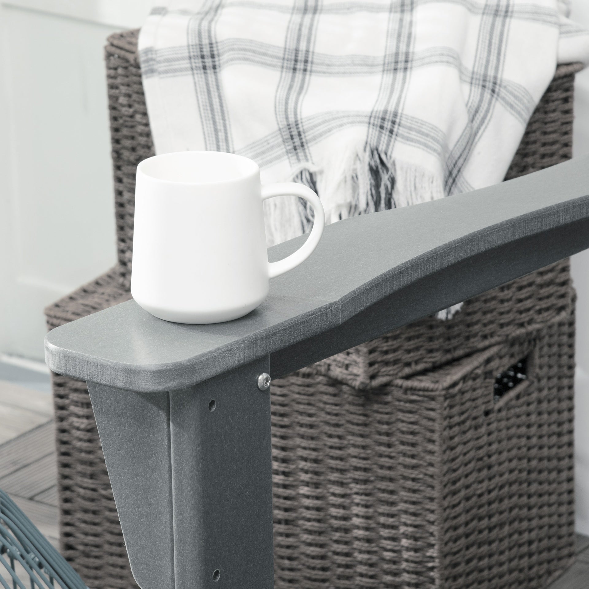 Outsunny Outdoor Rocking Chair, HDPE Adirondack Porch Rocker Chair for Garden, Patio, Light Gray