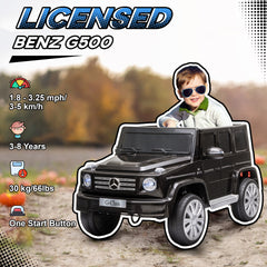 Aosom 12V Mercedes Benz G500 Licensed Kids Electric Car with Remote Control, Headlights, Music, Suspension, Storage, Black