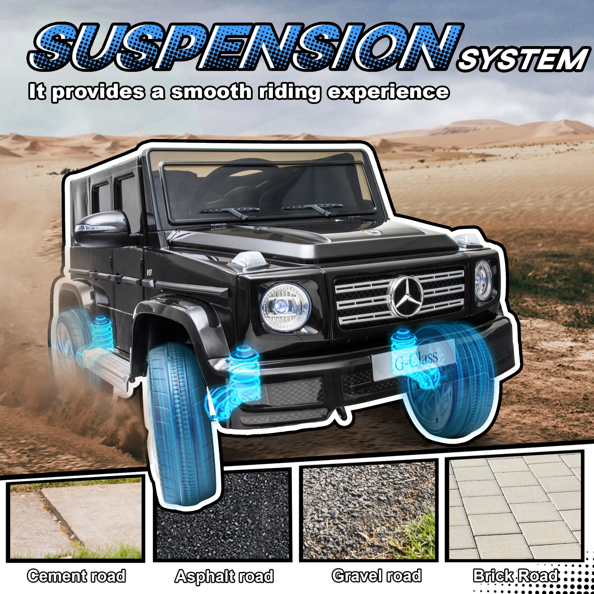 Aosom 12V Mercedes Benz G500 Licensed Kids Electric Car with Remote Control, Headlights, Music, Suspension, Storage, Black