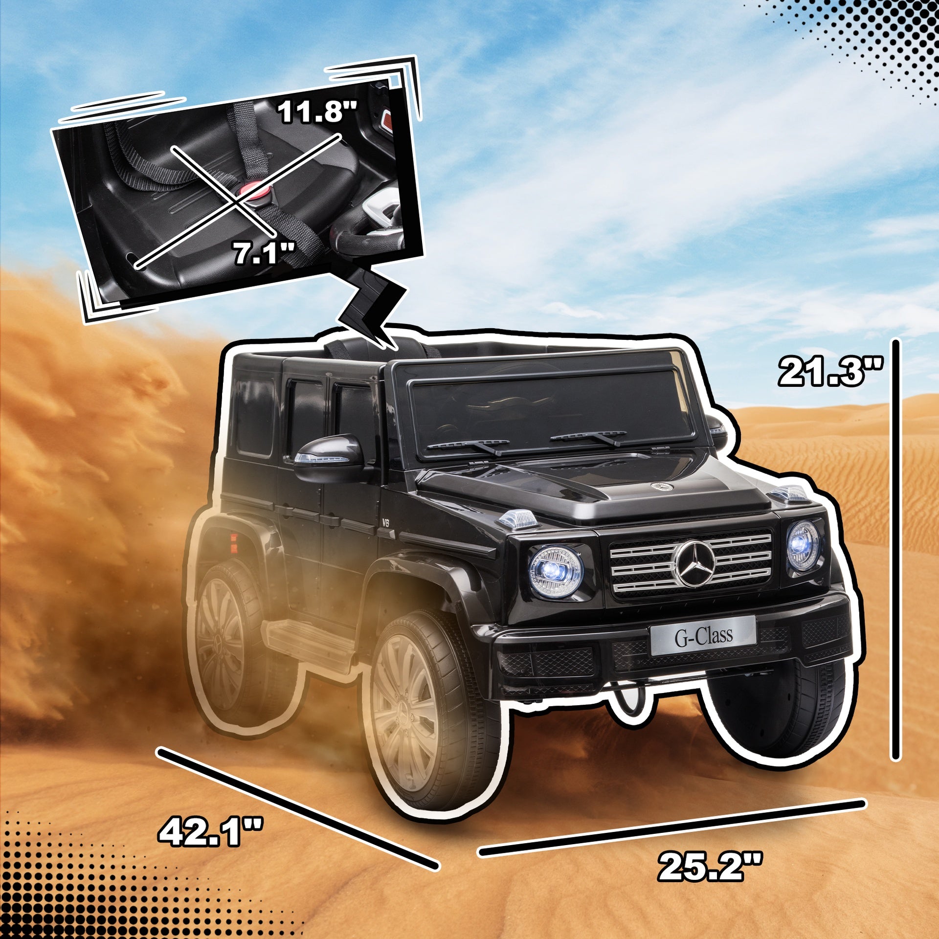 Aosom 12V Mercedes Benz G500 Licensed Kids Electric Car with Remote Control, Headlights, Music, Suspension, Storage, Black