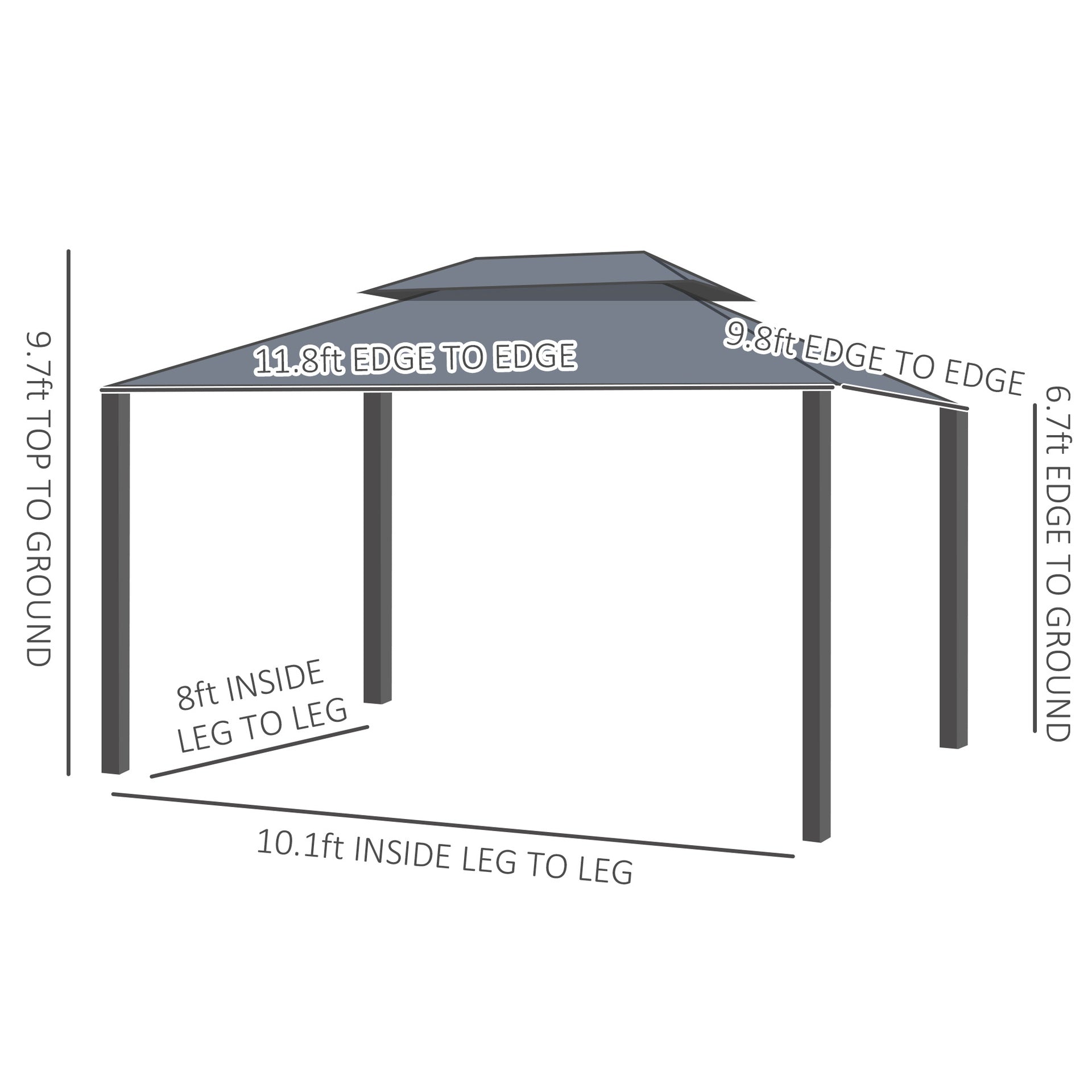 Outsunny 10' x 12' Hardtop Gazebo Canopy with Polycarbonate Roof, Aluminum Frame, Permanent Pavilion Outdoor Gazebo with Netting, for Patio, Garden, Backyard, Deck, Lawn, Black