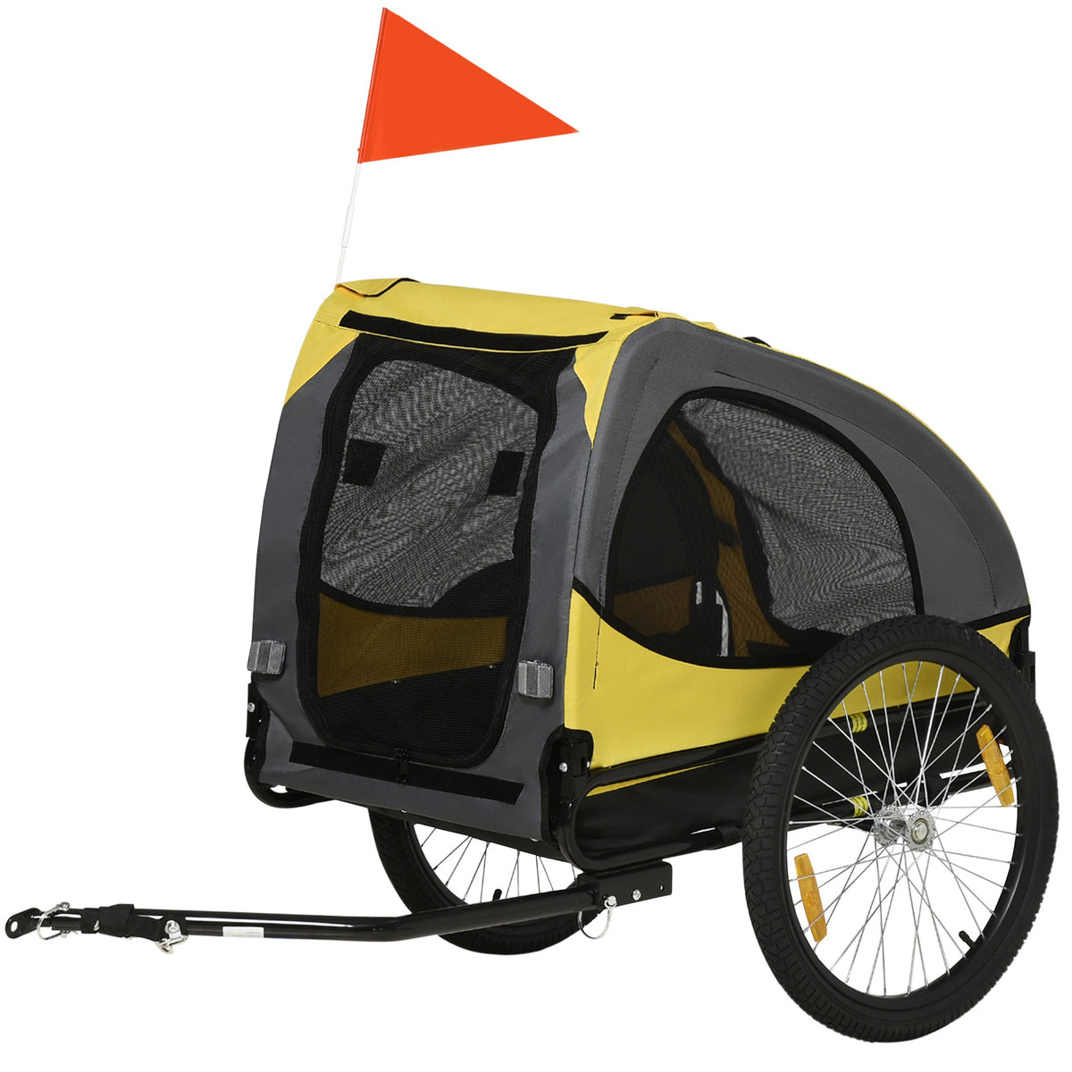 Aosom Dog Bike Trailer, Pet Stroller with Wheels for Medium Dogs, Yellow