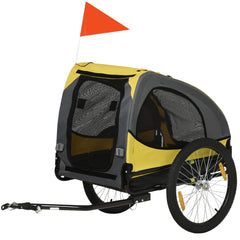 Aosom Dog Bike Trailer, Pet Stroller with Wheels for Medium Dogs, Yellow