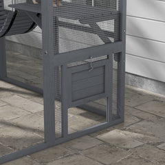 PawHut Wooden Catio Outdoor Cat Enclosure with Waterproof Cover, 2 Condos, 6 Platforms, Bridge, Doors, Gray