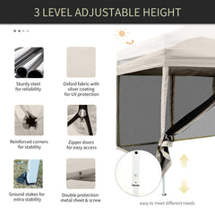 Outsunny 210D Oxford 10' x 10' Pop Up Canopy Tent with Netting, Instant Screen Room House, Tents for Parties, Height Adjustable, with Carry Bag, for Outdoor, Garden, Patio