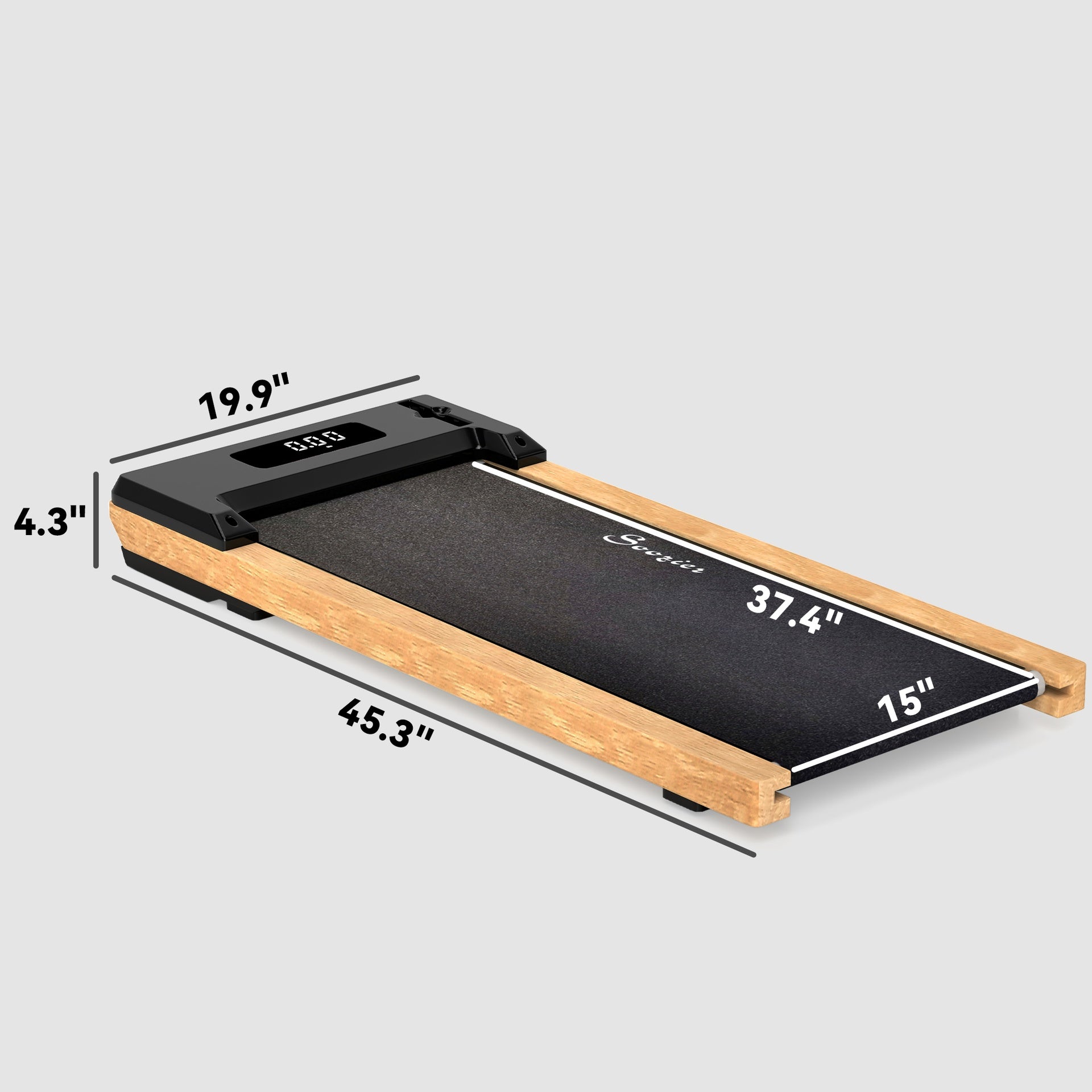 Soozier 2.5HP Walking Pad, Wood Under Desk Treadmill with Remote Control, Transport Wheels and LED Display for Home Gym Office