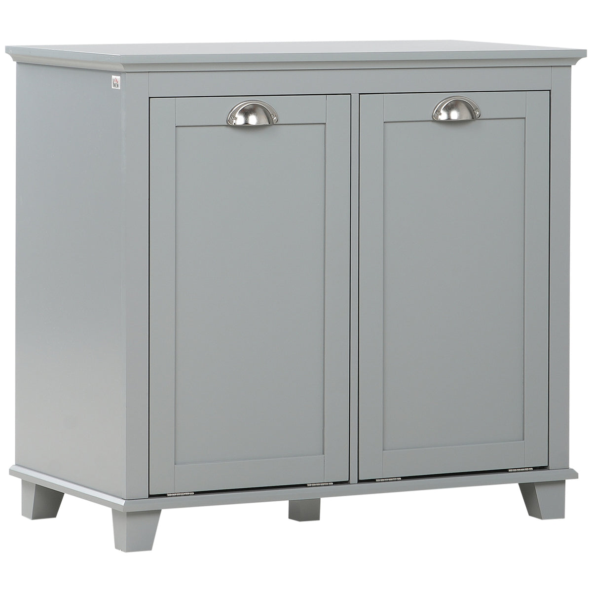 HOMCOM Dual Tilt out Laundry Hamper Cabinet, Bathroom Storage Cabinet with 2-Compartment Hamper, Modern Bathroom Floor Cabinet for Washroom, Gray