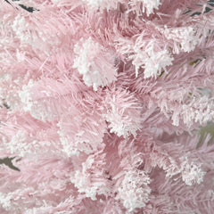 HOMCOM 5' Decorated Christmas Tree Snow Flocked Artificial Christmas Tree with Pencil Shape, Realistic Branches, Pink