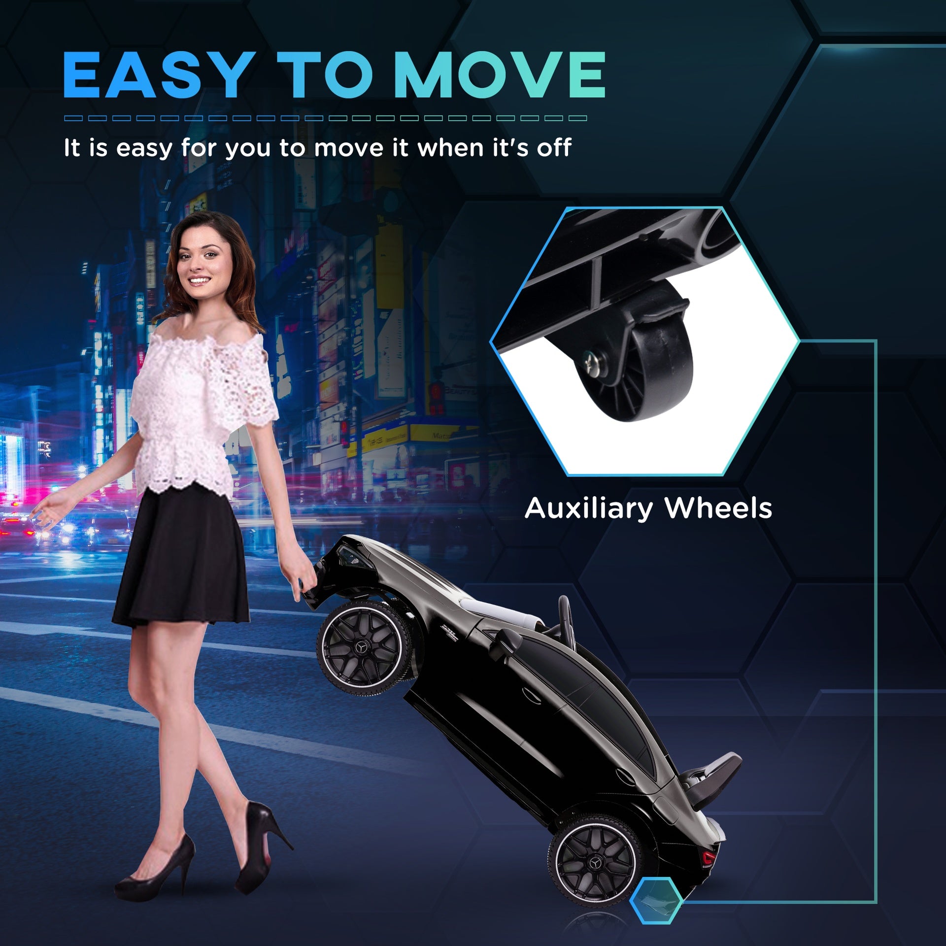 Qaba Mercedes-Benz AMG Licensed 12V Kids Ride on Car with Remote Control, Rear Suspension, LED Lights, Music, Black