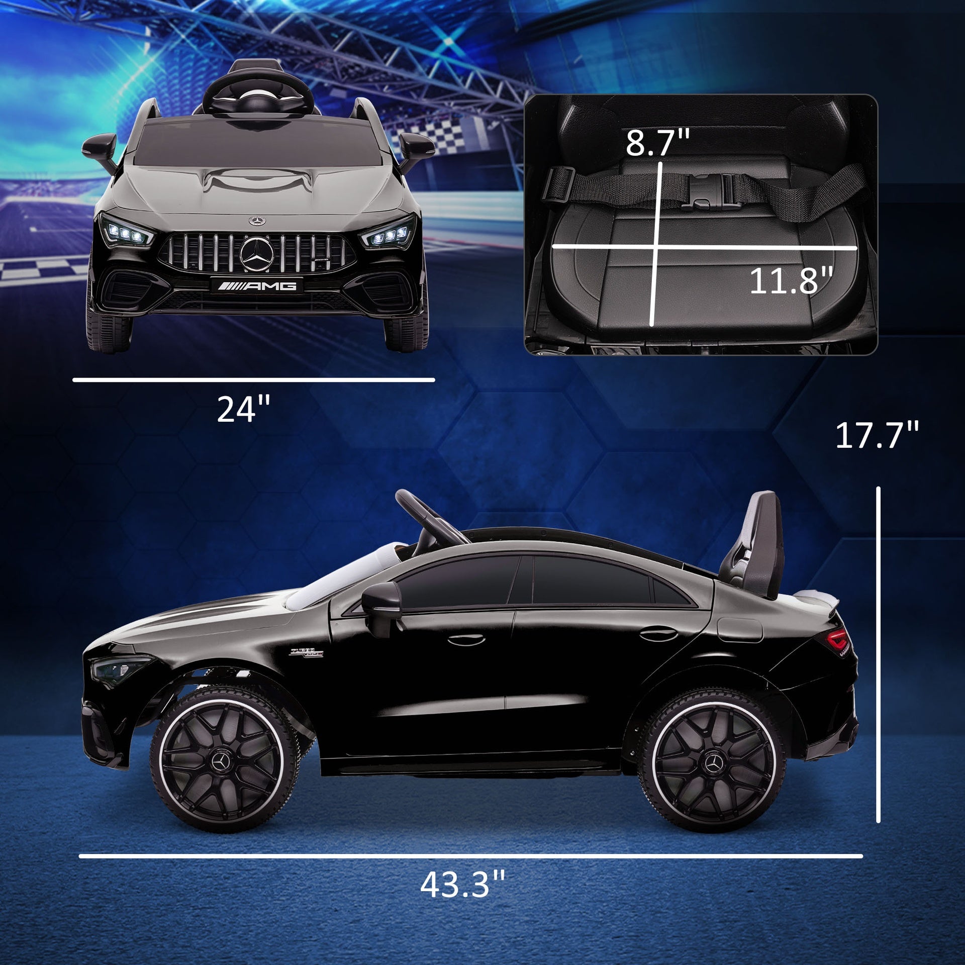 Qaba Mercedes-Benz AMG Licensed 12V Kids Ride on Car with Remote Control, Rear Suspension, LED Lights, Music, Black
