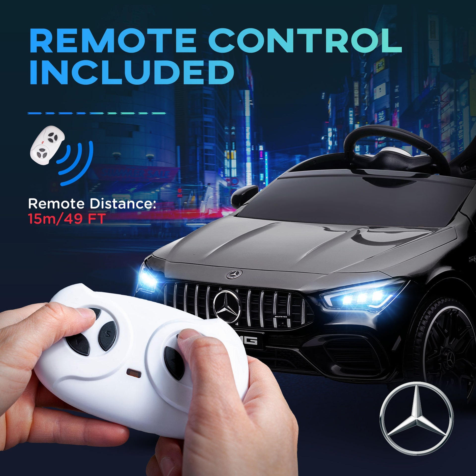 Qaba Mercedes-Benz AMG Licensed 12V Kids Ride on Car with Remote Control, Rear Suspension, LED Lights, Music, Black