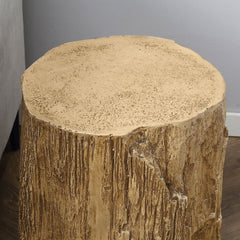 HOMCOM 17" Tall Tree Stump End Table, Concrete Sofa Side Table for Indoor and Outdoor Use, Garden Stool