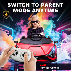 Aosom 12V Lamborghini SIAN Licensed Electric Car for kids with Remote Control, Horn, Music, & Headlights, Red