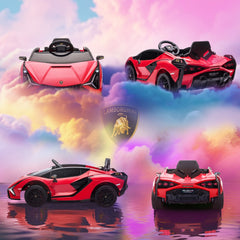Aosom 12V Lamborghini SIAN Licensed Electric Car for kids with Remote Control, Horn, Music, & Headlights, Red