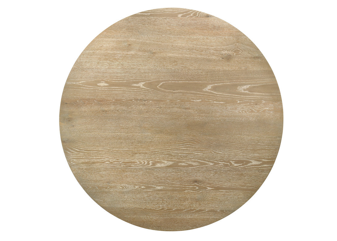 Elena 59" Round Rustic Oak Dining Table with LED Light, Black Metal Frame, Shelves