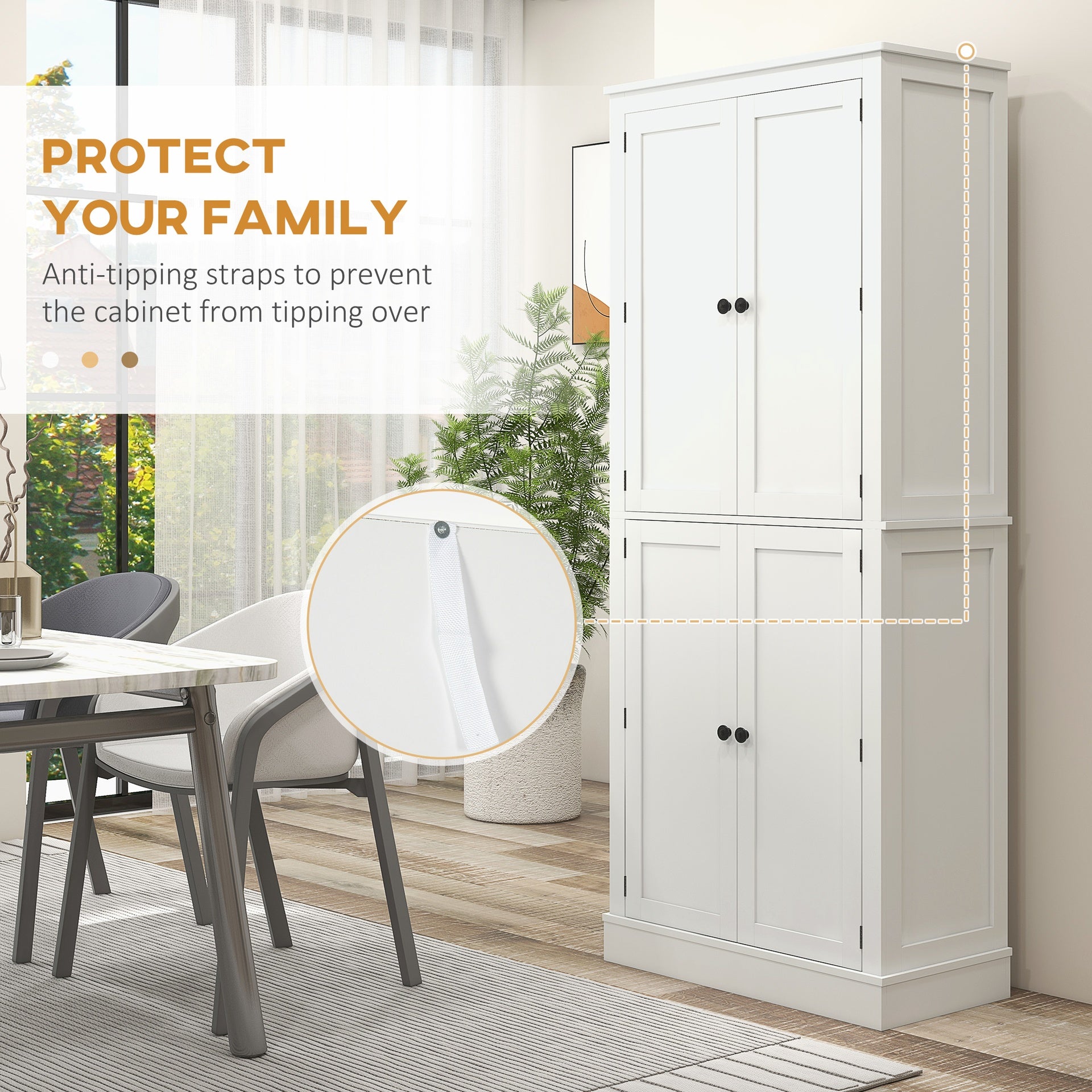 HOMCOM 72" Kitchen Pantry Storage Cabinet, Modern Tall Kitchen Cabinet with 5-tier Storage Shelving, 8 Spice Racks, Drawer