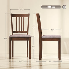 HOMCOM Dining Chairs Set of 2 Linen Upholstered Kitchen Chairs with Rubberwood Legs for Dining Room Living Room Walnut Taupe