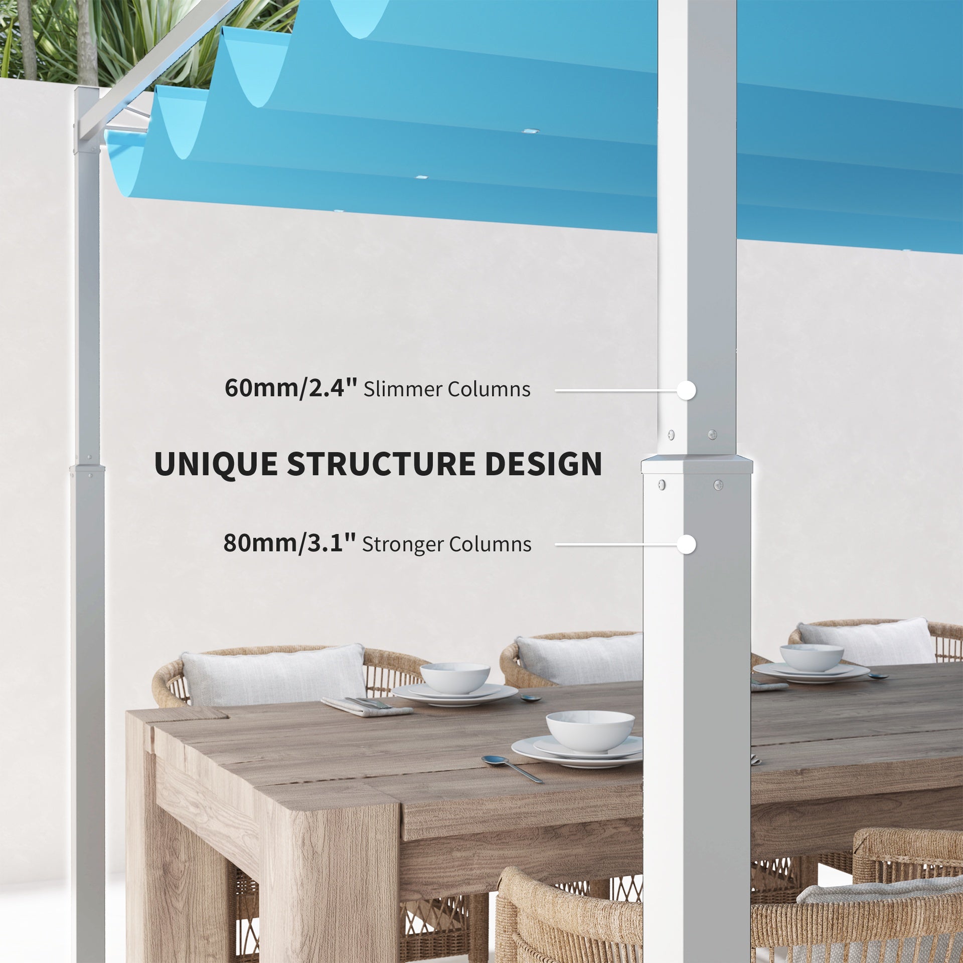 Outsunny 10' x 10' Retractable Pergola Canopy with Magnetic Fixture, UPF30+ Outdoor Pergola, Blue