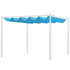 Outsunny 10' x 10' Retractable Pergola Canopy with Magnetic Fixture, UPF30+ Outdoor Pergola, Blue