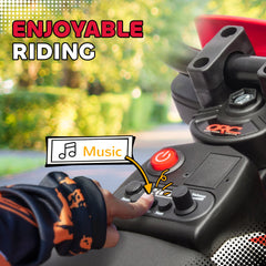 Qaba 12V Kids Electric Motorcycle w/ Twist Grip Throttle, Training Wheels, Rear Suspension & Music, Red