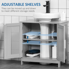 kleankin Under Sink Pedestal Storage Bathroom Cabinet, Gray