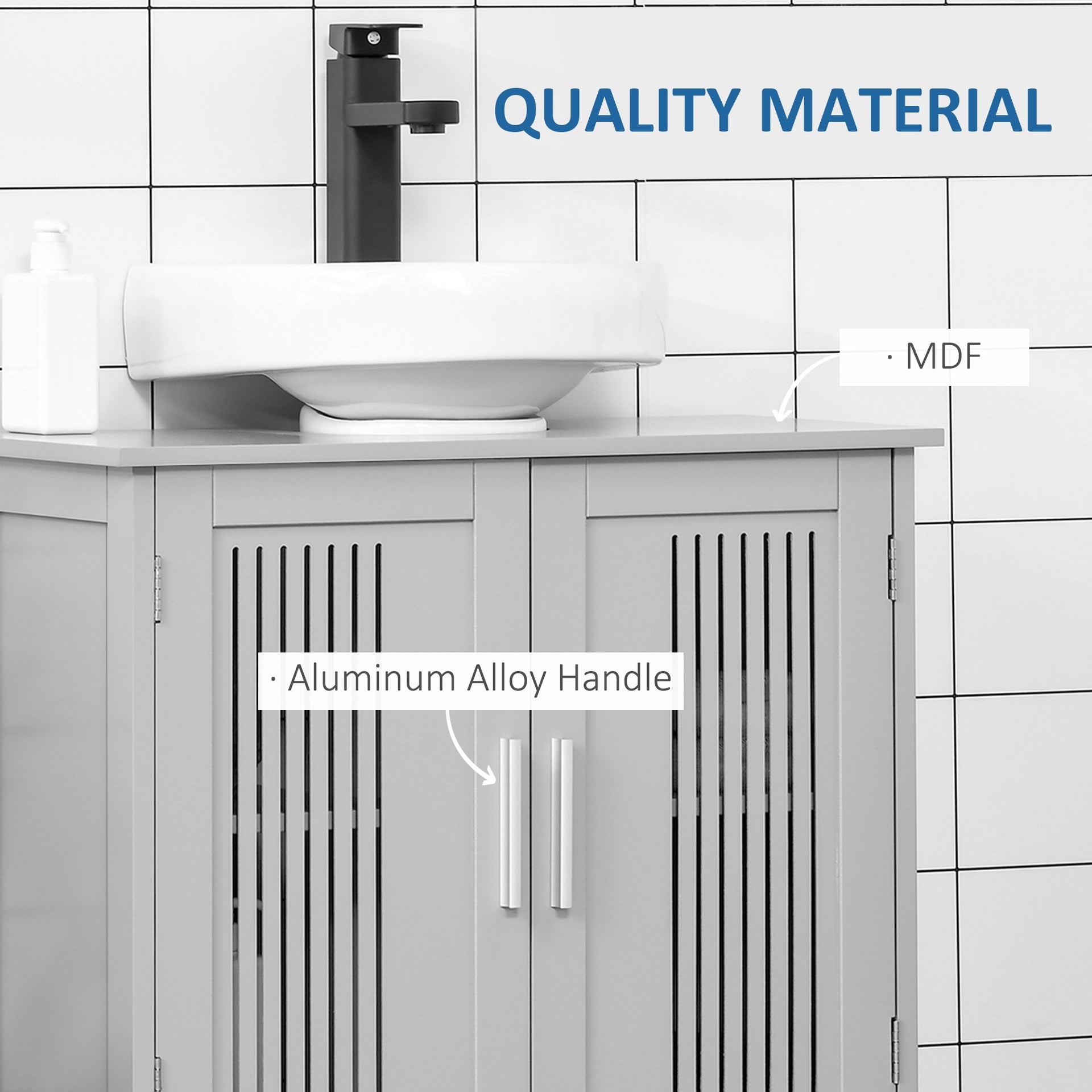 kleankin Under Sink Pedestal Storage Bathroom Cabinet, Gray