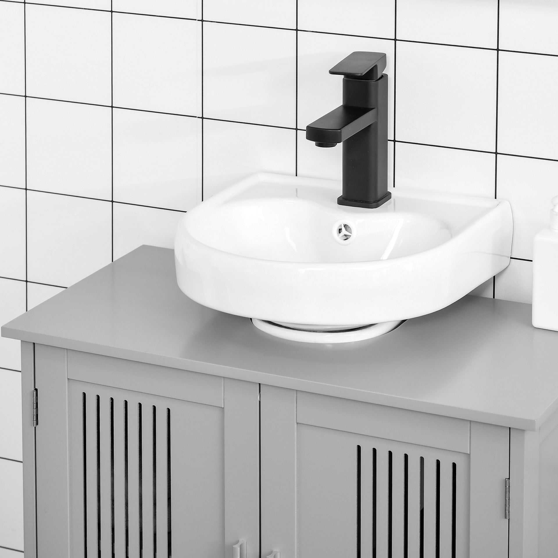 kleankin Under Sink Pedestal Storage Bathroom Cabinet, Gray